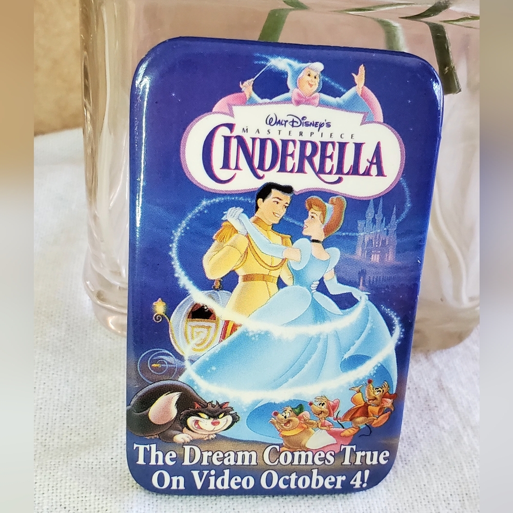Cinderella video release button from 1995!